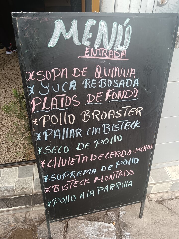 Menu at a peruvian restaurant