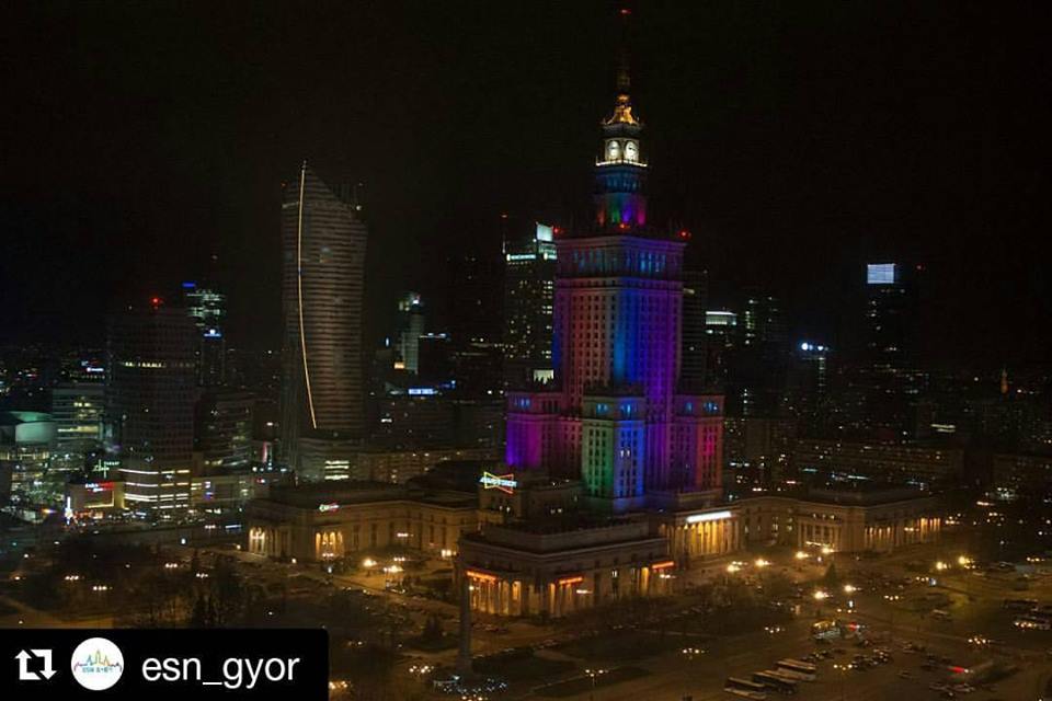 Palace of Culture and Science at night